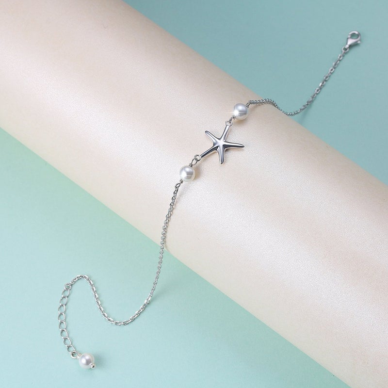Alphm Starfish Anklet for Women S925 Sterling Silver Adjustable Foot Ocean Beach Ankle Bracelet - Image 3